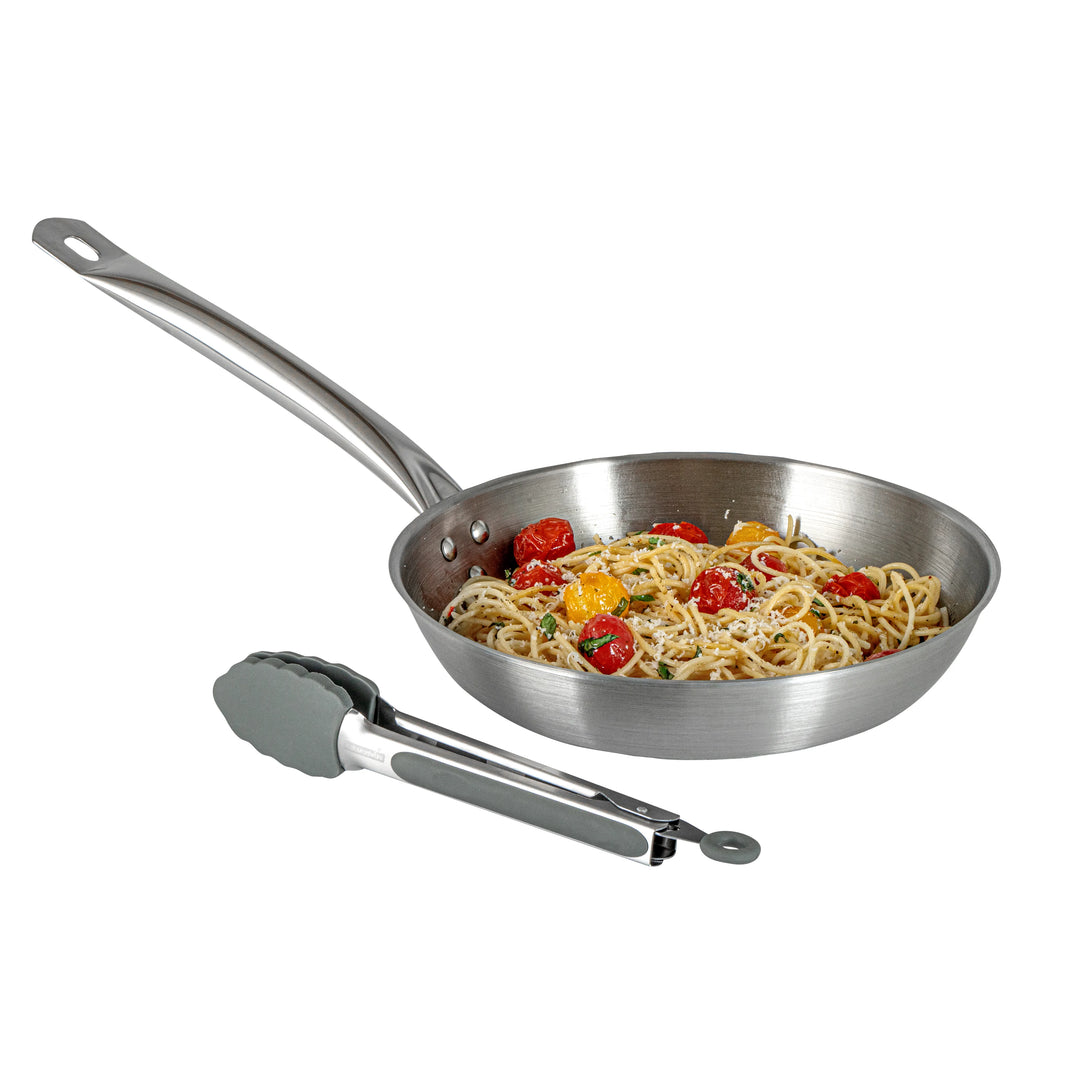 Restaurantware Met Lux Gray Stainless Steel Scalloped Tong, 9 x 1.50 x 1In - Restaurant Equipment and Smallwares - Canadian Distribution - Ships Free Within Canada on Orders Above CAD $199