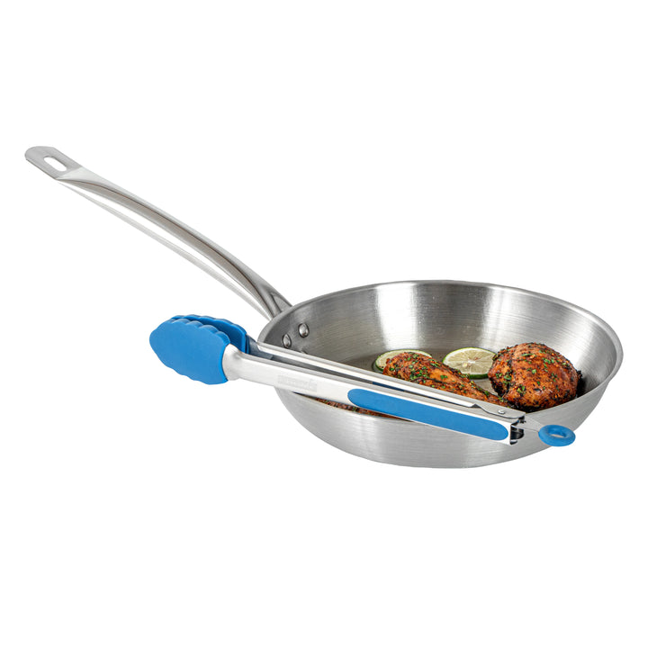 Restaurantware Met Lux Blue Stainless Steel Scalloped Tong, 12 x 1.75 x 1In - Restaurant Equipment and Smallwares - Canadian Distribution - Ships Free Within Canada on Orders Above CAD $199