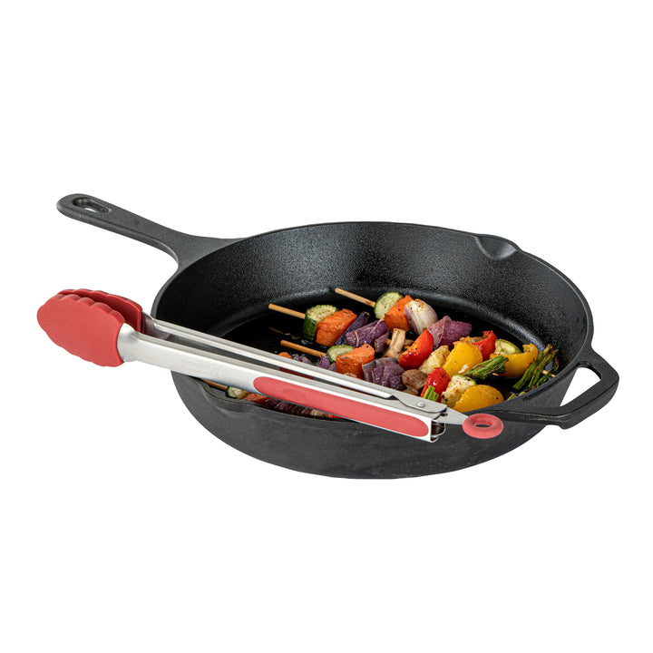 Restaurantware Met Lux Red Stainless Steel Scalloped Tong, 12 x 1.75 x 1In - Restaurant Equipment and Smallwares - Canadian Distribution - Ships Free Within Canada on Orders Above CAD $199