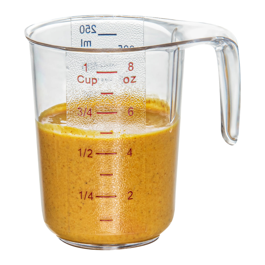 Restaurantware RW Base 1C Clear Plastic Measuring Cups, 3.75 x 3 x 3.75In - Restaurant Equipment and Smallwares - Canadian Distribution - Ships Free Within Canada on Orders Above CAD $199
