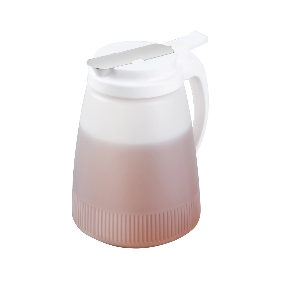 Restaurantware RW Base 48 Ounce Syrup Dispensers, White, Plastic, 5.75 x 5 x 6.75 Inch - Restaurant Equipment and Smallwares - Canadian Distribution - Ships Free Within Canada on Orders Above CAD $199