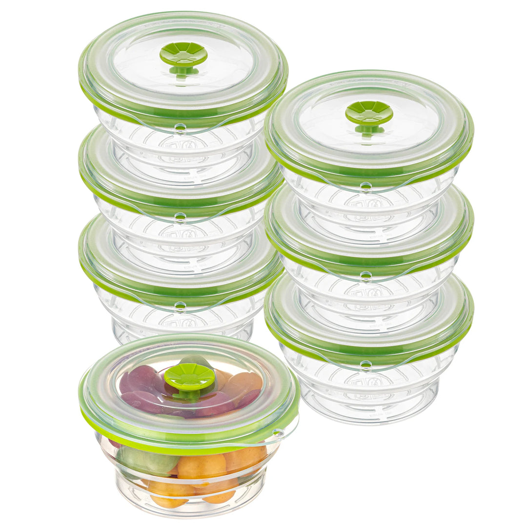 Restaurantware Fresh Hero 16 Ounce Airtight Collapsible Food Storage Containers, Green, Silicone, 5.75 x 5.75 x 2.75 Inch, includes Vented Lid - Restaurant Equipment and Smallwares - Canadian Distribution
