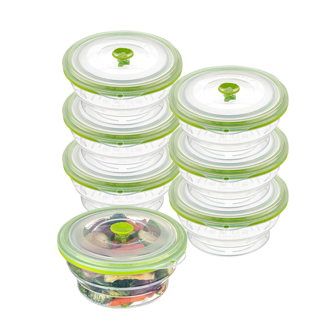 Restaurantware Fresh Hero 31 Ounce Airtight Collapsible Food Storage Containers, Green, Silicone, 7 x 7 x 3 Inch, includes Vented Lid - Restaurant Equipment and Smallwares - Canadian Distribution - Ships Free Within Canada on Orders Above CAD $199