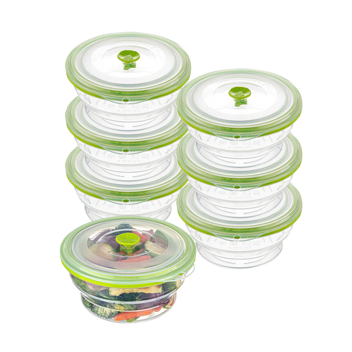Restaurantware Fresh Hero 31 Ounce Airtight Collapsible Food Storage Containers, Green, Silicone, 7 x 7 x 3 Inch, includes Vented Lid - Restaurant Equipment and Smallwares - Canadian Distribution - Ships Free Within Canada on Orders Above CAD $199