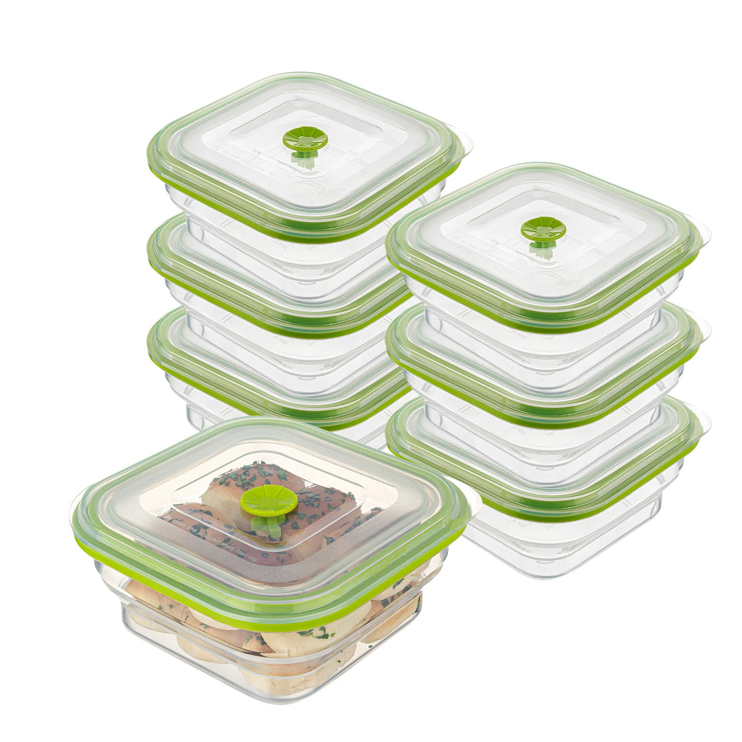 Restaurantware Fresh Hero 37 Ounce Airtight Collapsible Food Storage Containers, Green, Silicone, 7 x 7 x 3 Inch, includes Vented Lid - Restaurant Equipment and Smallwares - Canadian Distribution - Ships Free Within Canada on Orders Above CAD $199