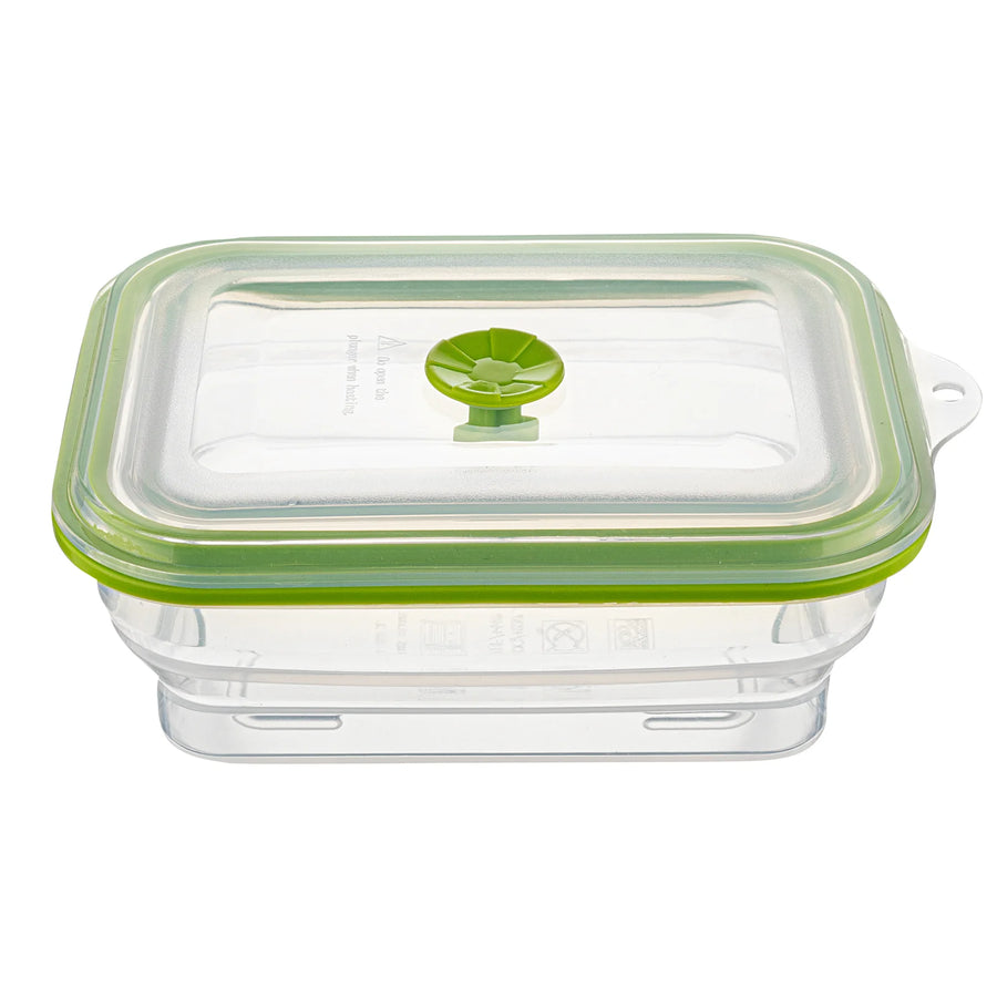 Restaurantware Fresh Hero 32 Ounce Airtight Collapsible Food Storage Containers, Green, Silicone, 7.75 x 5.50 x 2.75 Inch, includes Vented Lid - Restaurant Equipment and Smallwares - Canadian Distribution