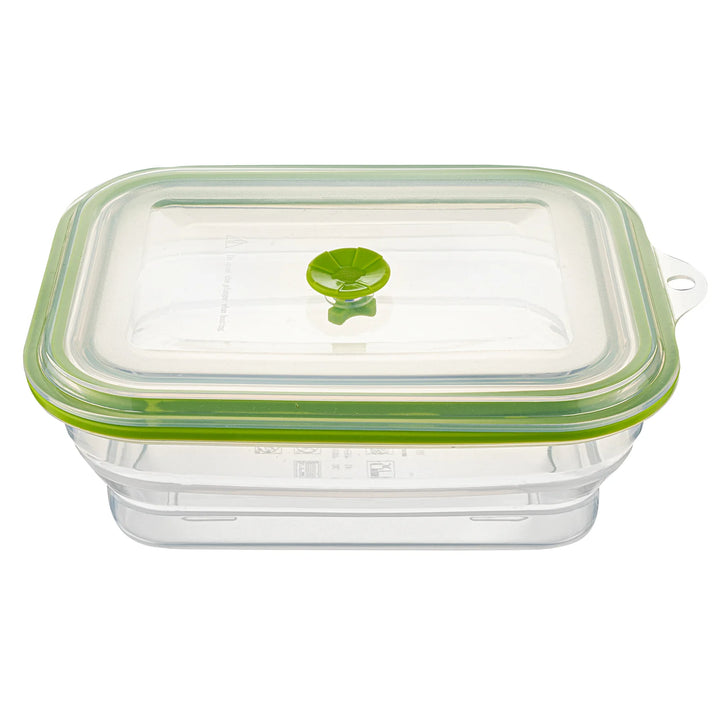 Restaurantware Fresh Hero 51 Ounce Airtight Collapsible Food Storage Containers, Green, Silicone, 9.25 x 7 x 3 Inch, includes Vented Lid - Restaurant Equipment and Smallwares - Canadian Distribution