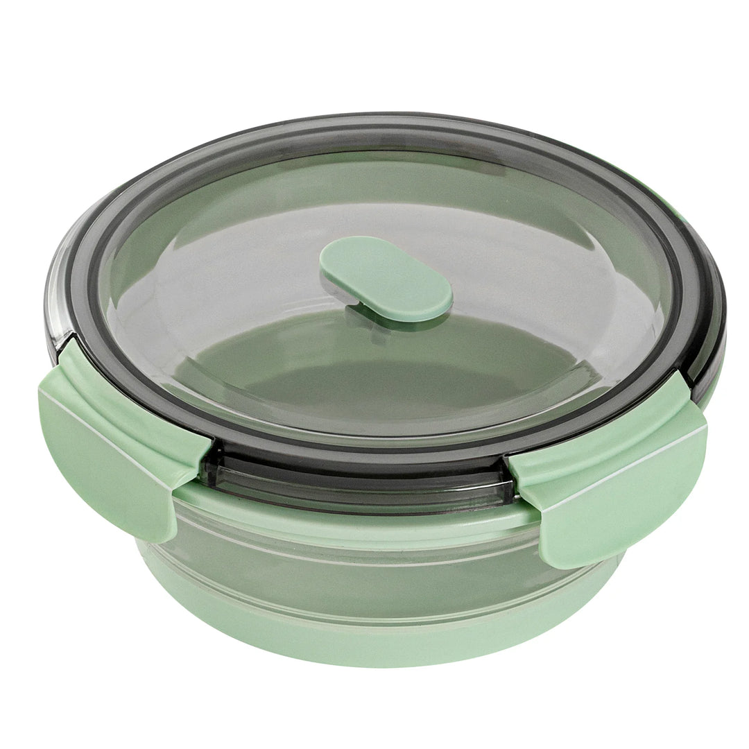 Restaurantware Fresh Hero 27 Ounce Airtight Collapsible Food Storage Containers, Green, Silicone, 6.75 x 6.75 x 2.75 Inch, includes Vented Lid - Restaurant Equipment and Smallwares - Canadian Distribution