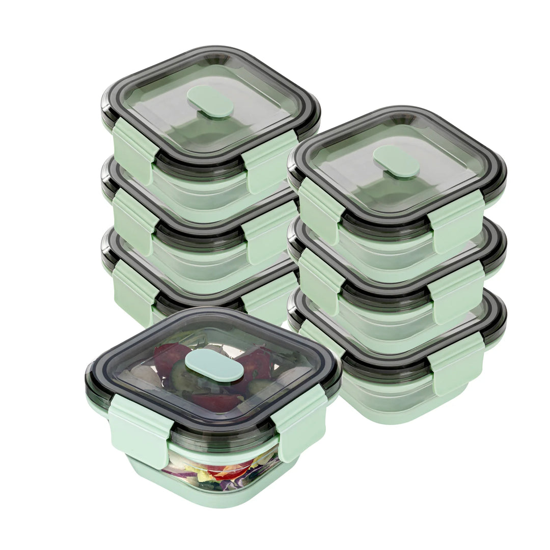 Restaurantware Fresh Hero 17 Ounce Airtight Collapsible Food Storage Containers, Green, Silicone, 5.50 x 5.50 x 2.75 Inch, includes Vented Lid - Restaurant Equipment and Smallwares - Canadian Distribution