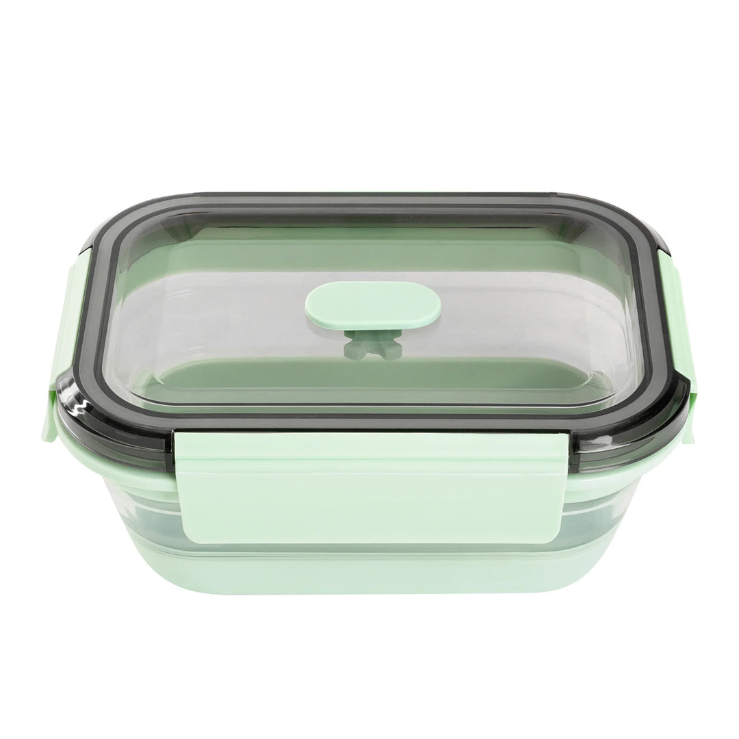 Restaurantware Fresh Hero 27 Ounce Airtight Collapsible Food Storage Containers, Green, Silicone, 7.25 x 5.50 x 2.75 Inch, includes Vented Lid - Restaurant Equipment and Smallwares - Canadian Distribution
