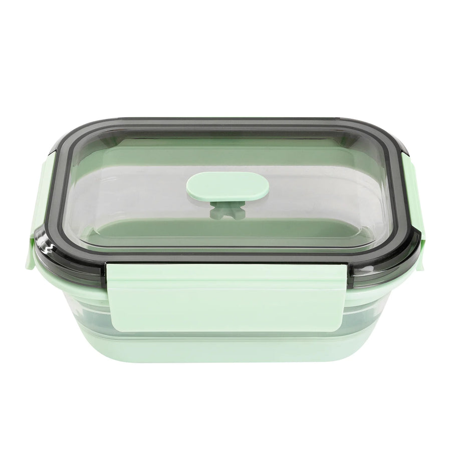 Restaurantware Fresh Hero 27 Ounce Airtight Collapsible Food Storage Containers, Green, Silicone, 7.25 x 5.50 x 2.75 Inch, includes Vented Lid - Restaurant Equipment and Smallwares - Canadian Distribution