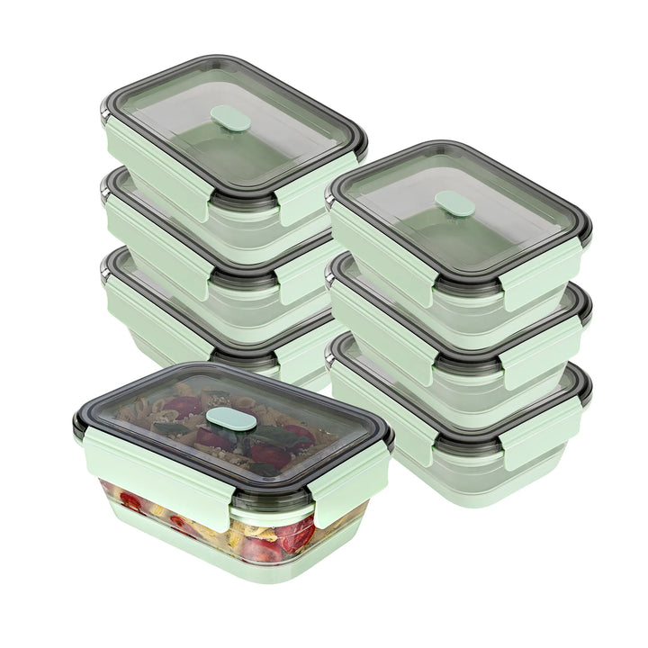 Restaurantware Fresh Hero 40 Ounce Airtight Collapsible Food Storage Containers, Green, Silicone, 8.25 x 6 x 3 Inch, includes Vented Lid - Restaurant Equipment and Smallwares - Canadian Distribution - Ships Free Within Canada on Orders Above CAD $199