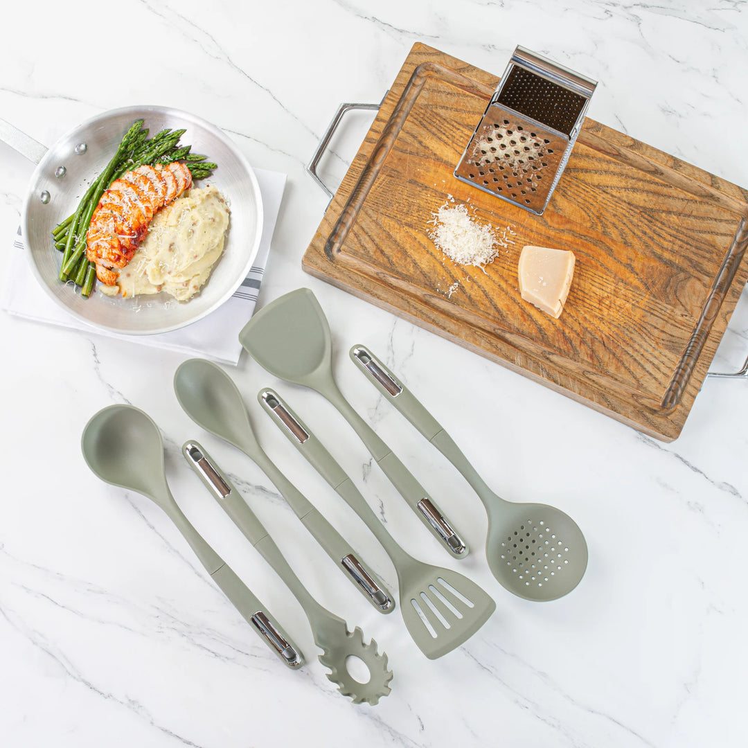 Restaurantware Met Lux 6-Piece Silicone Cooking Utensil Sets, Green - 10 Units/Case - Restaurant Equipment and Smallwares - Canadian Distribution - Ships Free Within Canada on Orders Above CAD $199