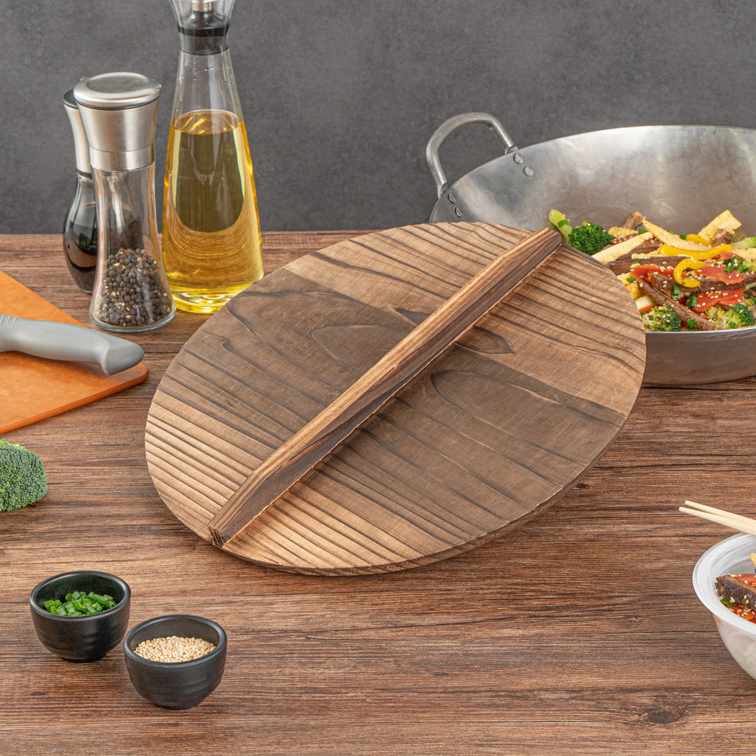Restaurantware Motomori Wood Lids, Lightweight, for 14 Inch Wok - Restaurant Equipment and Smallwares - Canadian Distribution - Ships Free Within Canada on Orders Above CAD $199