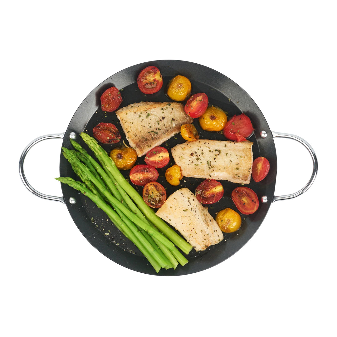 Restaurantware Met Lux 9 Inch Non-Stick Griddles, Chrome Handles, Carbon Steel, Round - Restaurant Equipment and Smallwares - Canadian Distribution - Ships Free Within Canada on Orders Above CAD $199