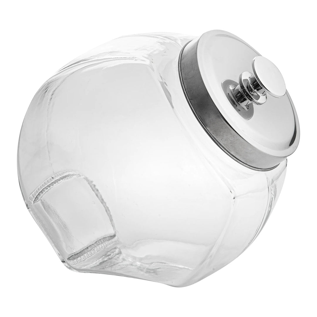 Restaurantware Vetri 0.5 Gallon Penny Jar, Glass, with Chrome Lid, 4 x 4 x 7.5In - Restaurant Equipment and Smallwares - Canadian Distribution