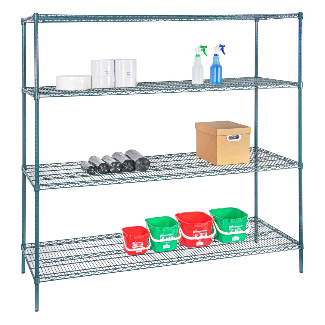 Restaurantware RW Base 24 x 72 Inch NSF Shelves, Green, Epoxy, Corrosion-Resistant - 4 Units/Case - Restaurant Equipment and Smallwares - Canadian Distribution - Ships Free Within Canada on Orders Above CAD $199