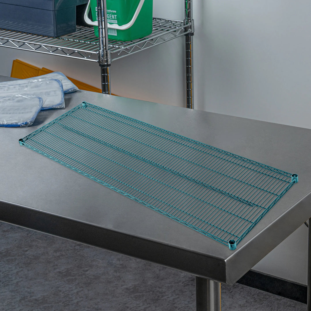 Restaurantware RW Base 24 x 72 Inch NSF Shelves, Green, Epoxy, Corrosion-Resistant - 4 Units/Case - Restaurant Equipment and Smallwares - Canadian Distribution - Ships Free Within Canada on Orders Above CAD $199