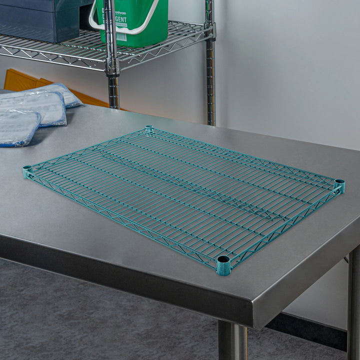 Restaurantware RW Base 24 x 36 Inch NSF Shelves, Green, Epoxy, Corrosion-Resistant - 4 Units/Case - Restaurant Equipment and Smallwares - Canadian Distribution - Ships Free Within Canada on Orders Above CAD $199