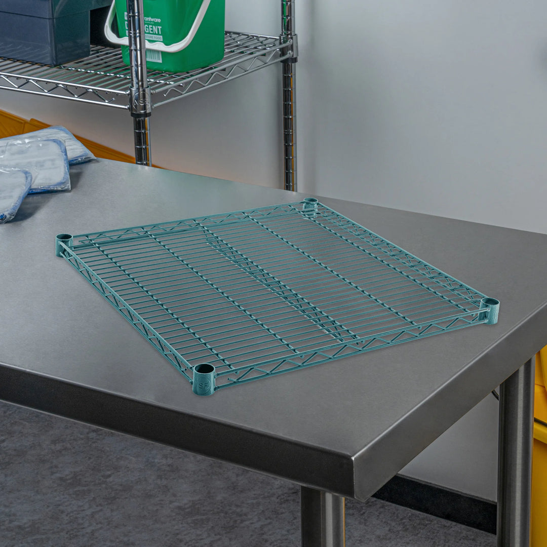 Restaurantware RW Base 24 x 24 Inch NSF Shelves, Green, Epoxy, Corrosion-Resistant - Restaurant Equipment and Smallwares - Canadian Distribution - Ships Free Within Canada on Orders Above CAD $199