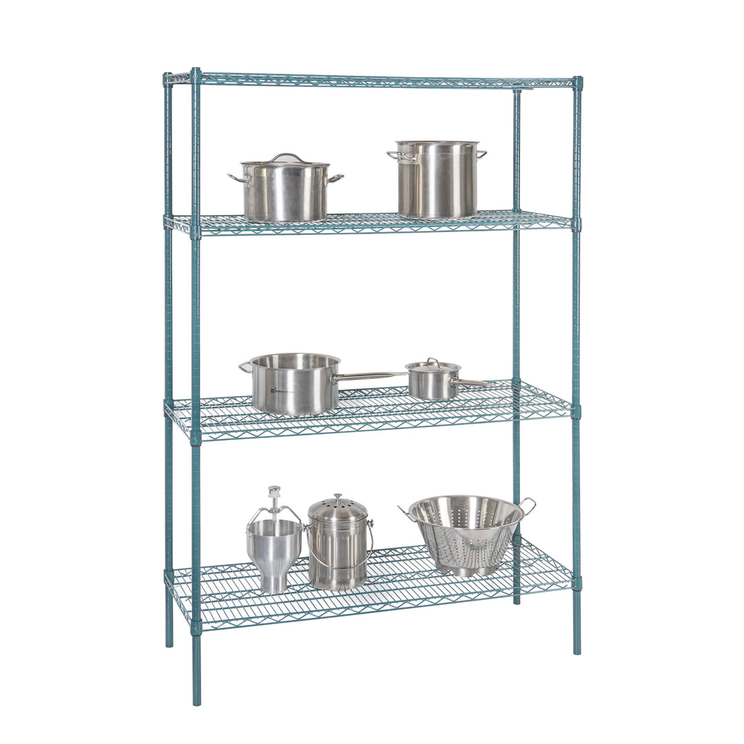 Restaurantware RW Base 18 x 48 Inch NSF Shelves, Green, Epoxy, Corrosion-Resistant - 4 Units/Case - Restaurant Equipment and Smallwares - Canadian Distribution - Ships Free Within Canada on Orders Above CAD $199