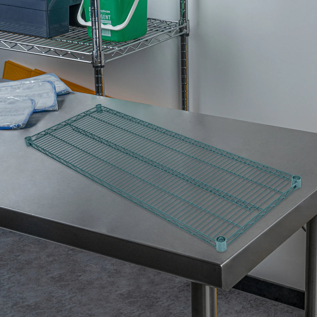 Restaurantware RW Base 18 x 48 Inch NSF Shelves, Green, Epoxy, Corrosion-Resistant - 4 Units/Case - Restaurant Equipment and Smallwares - Canadian Distribution - Ships Free Within Canada on Orders Above CAD $199