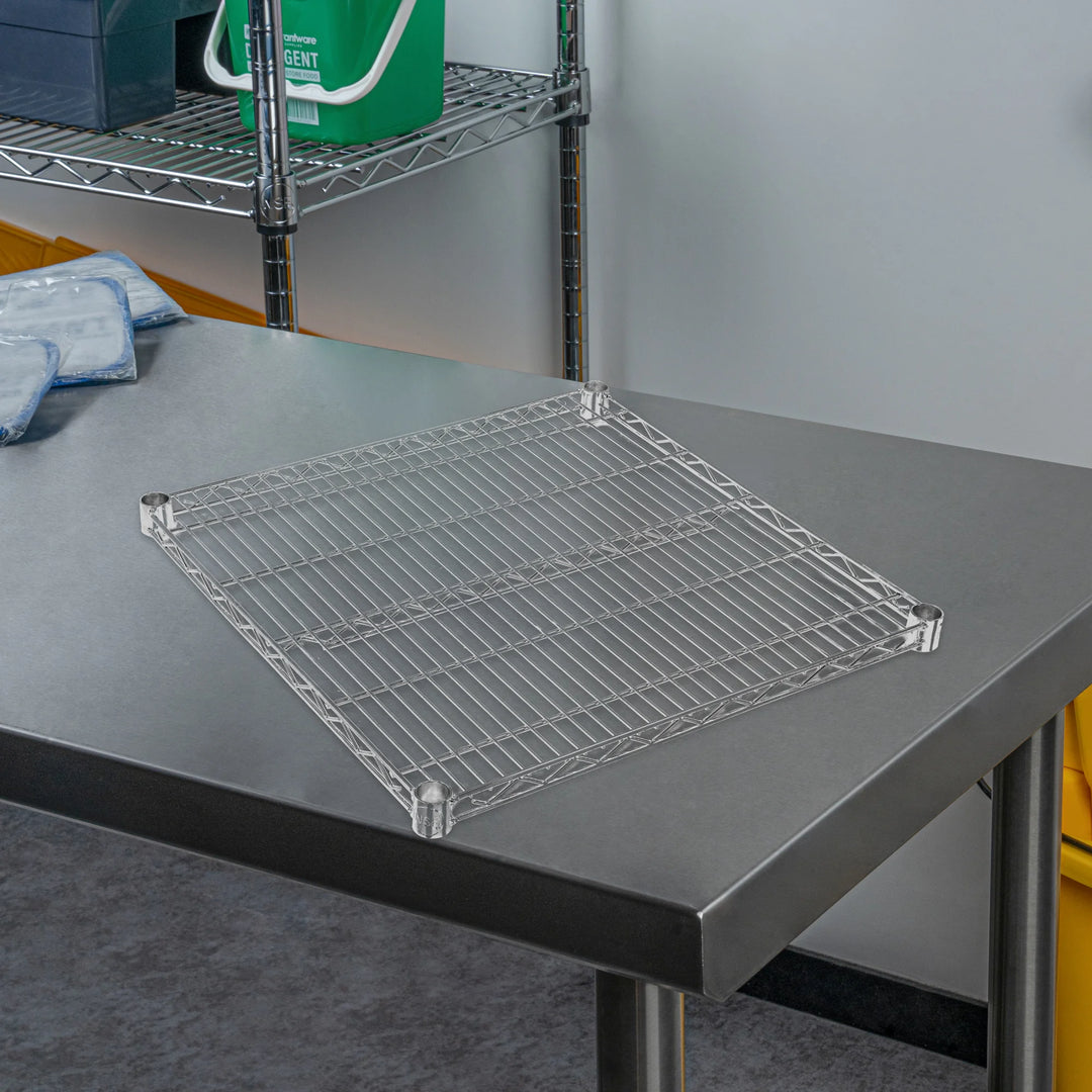 Restaurantware RW Base 24 x 24 Inch NSF Shelves, Chrome - 4 Units/Case - Restaurant Equipment and Smallwares - Canadian Distribution - Ships Free Within Canada on Orders Above CAD $199