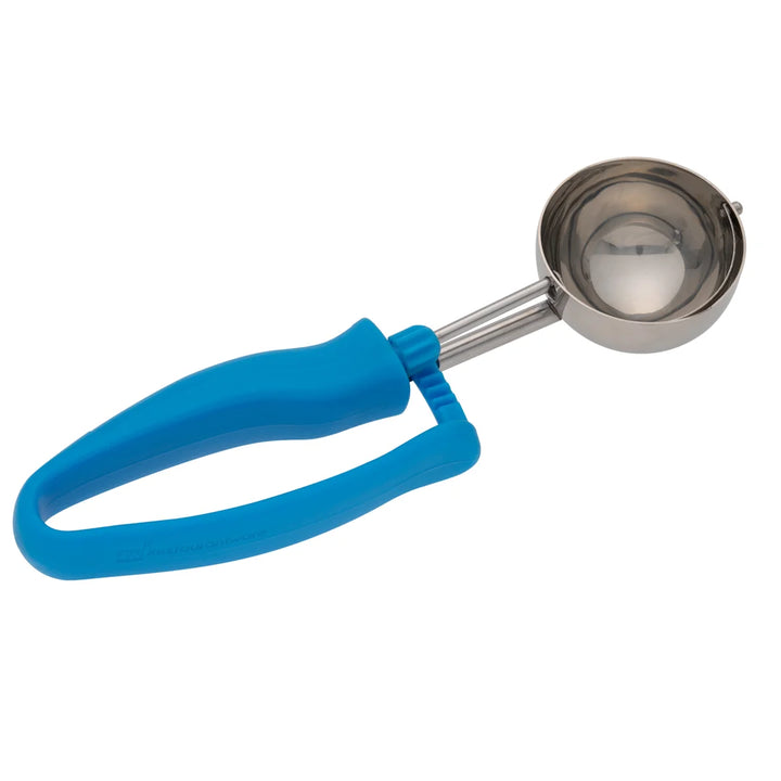 Restaurantware 2.75oz Stainless Steel #16 Portion Scoop, Ambidextrous Comfy Grip, With Blue Handle - Restaurant Equipment and Smallwares - Canadian Distribution