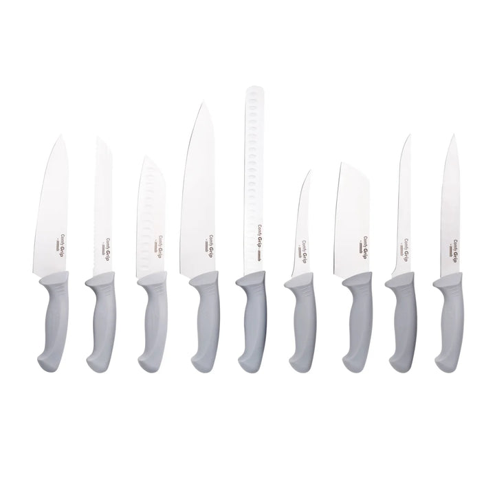 Restaurantware Comfy Grip Gray Stainless Steel Knife Set, 9-Piece - Restaurant Equipment and Smallwares - Canadian Distribution