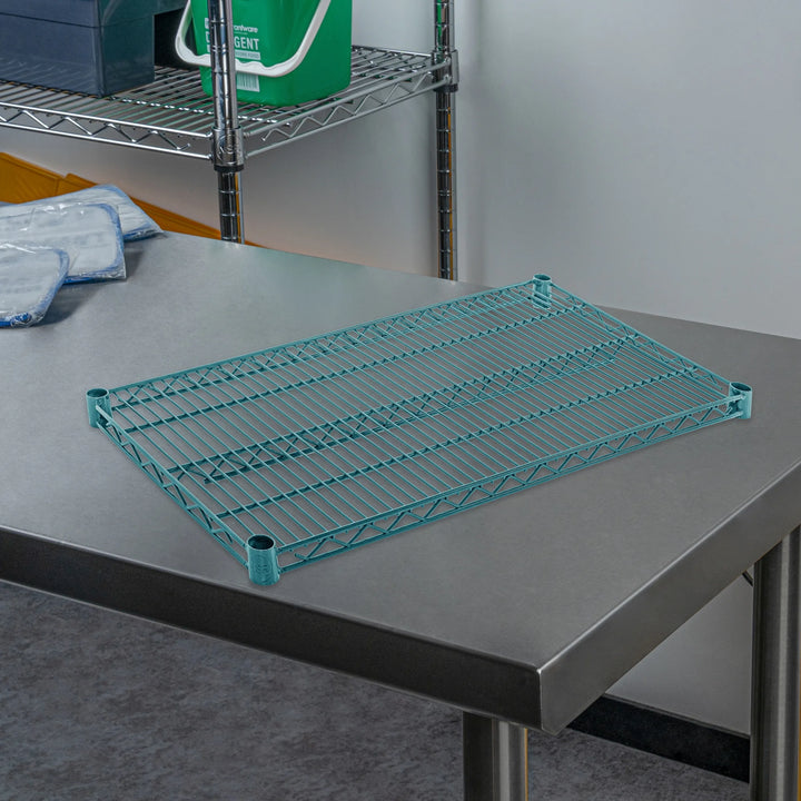 Restaurantware RW Base 18 x 36 Inch NSF Shelves, Green, Epoxy, Corrosion-Resistant - Restaurant Equipment and Smallwares - Canadian Distribution - Ships Free Within Canada on Orders Above CAD $199