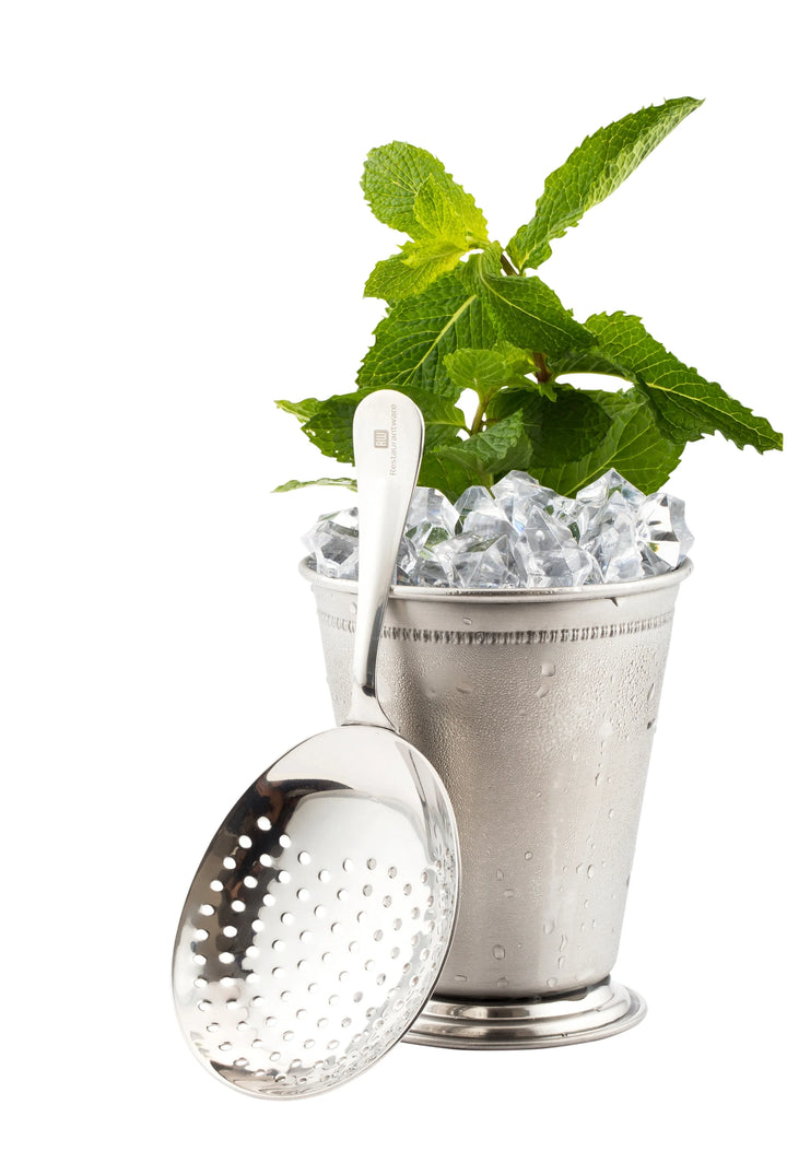 Restaurantware Bar Lux 6.5In Mirror Finish Julep Strainer - Restaurant Equipment and Smallwares - Canadian Distribution - Ships Free Within Canada on Orders Above CAD $199