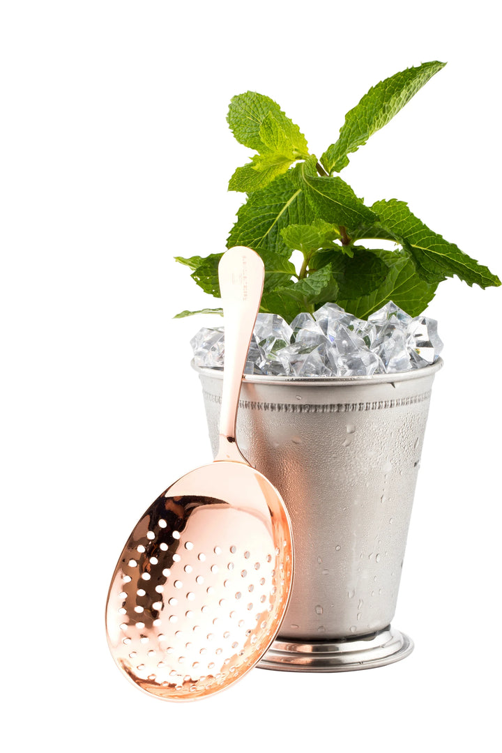 Restaurantware Bar Lux 6.5In Copper-Plated Julep Strainer - Restaurant Equipment and Smallwares - Canadian Distribution - Ships Free Within Canada on Orders Above CAD $199