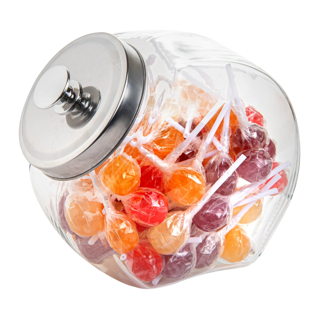 Restaurantware Vetri 0.5 Gallon Penny Jar, Glass, with Chrome Lid, 4 x 4 x 7.5In - Restaurant Equipment and Smallwares - Canadian Distribution - Ships Free Within Canada on Orders Above CAD $199
