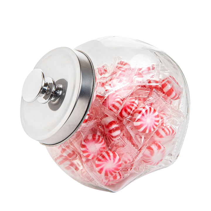 Restaurantware Vetri 0.3 Gallon Penny Jar, Glass, with Chrome Lid, 3.5 x 3.5 x 6.25In - Restaurant Equipment and Smallwares - Canadian Distribution - Ships Free Within Canada on Orders Above CAD $199
