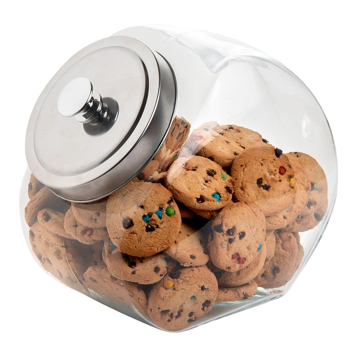 Restaurantware Vetri 1 Gallon Penny Jar, Glass, with Chrome Lid, 4.5 x 4.5 x 9In - Restaurant Equipment and Smallwares - Canadian Distribution - Ships Free Within Canada on Orders Above CAD $199
