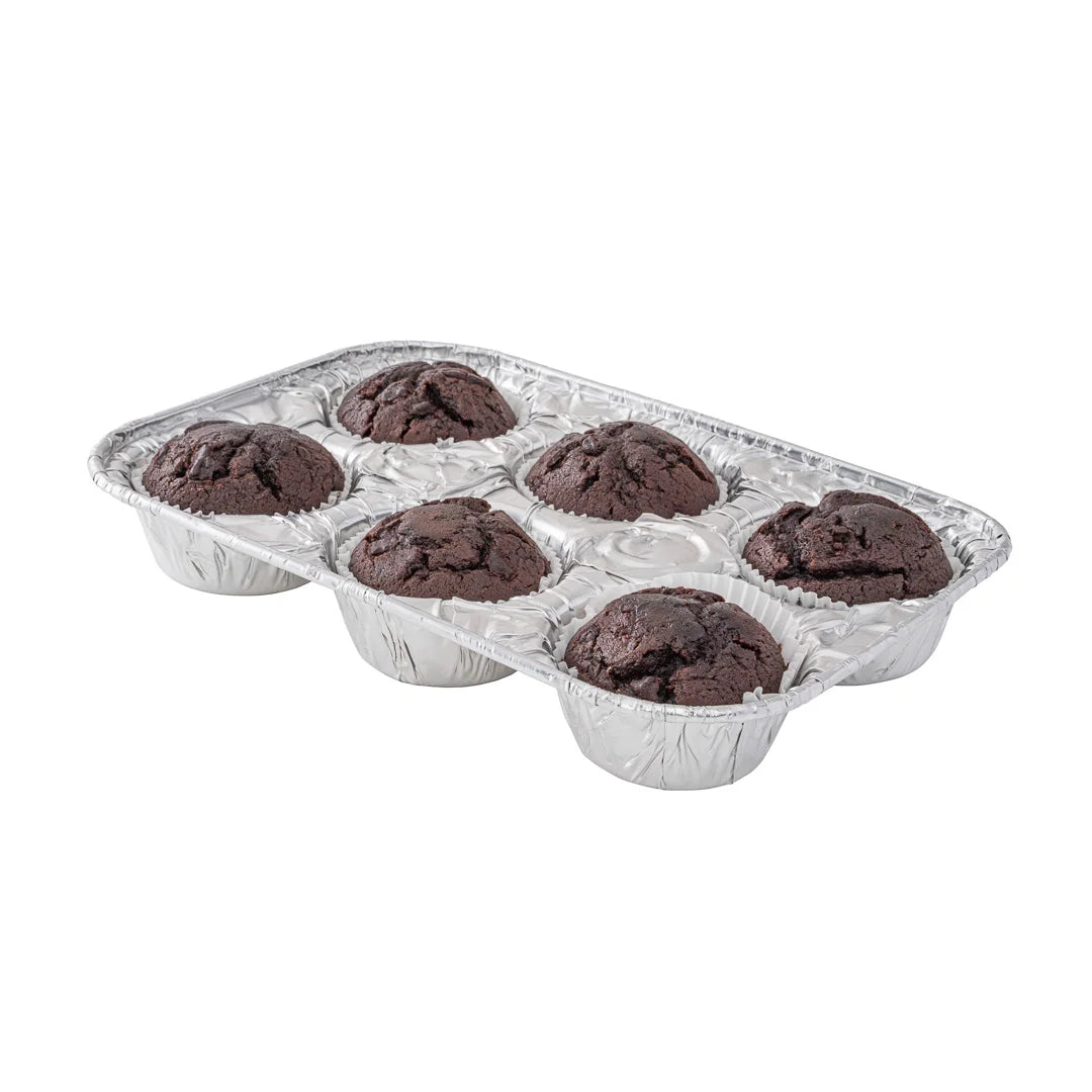 Restaurantware Pastry Tek 6-Compartment Silver Aluminum Muffin & Cupcake Pans, 9.5 X 6.5 X 1.5In - Restaurant Equipment and Smallwares - Canadian Distribution - Ships Free Within Canada on Orders Above CAD $199