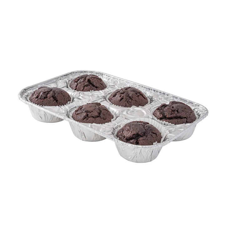 Restaurantware Pastry Tek 6-Compartment Silver Aluminum Muffin & Cupcake Pans, 9.5 X 6.5 X 1.5In - Restaurant Equipment and Smallwares - Canadian Distribution - Ships Free Within Canada on Orders Above CAD $199