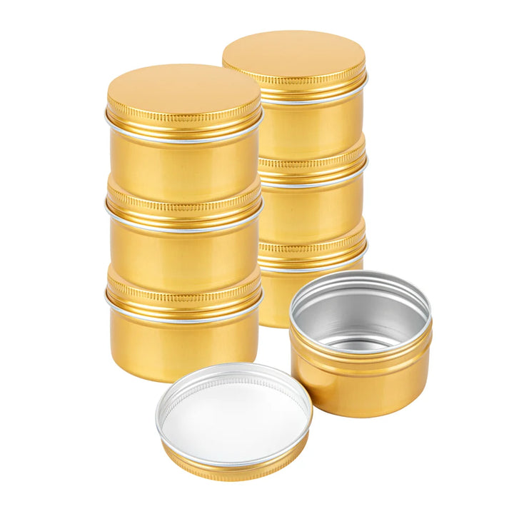 Restaurantware RW Base 4oz Tin Containers, Gold, Round, with Screw Lid - Restaurant Equipment and Smallwares - Canadian Distribution - Ships Free Within Canada on Orders Above CAD $199