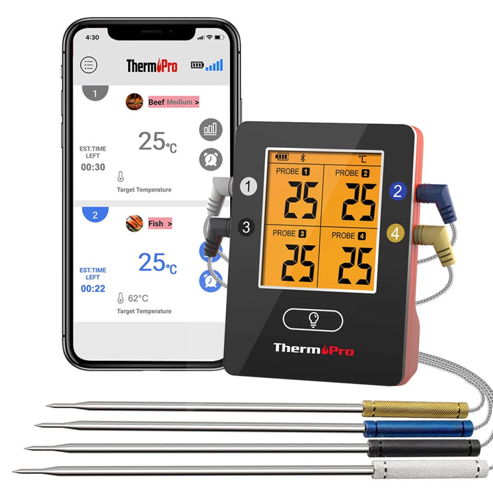 ThermoPro Bluetooth Meat Food Service Thermometers, 500Ft, 4 Probe - Restaurant Equipment and Smallwares - Canadian Distribution