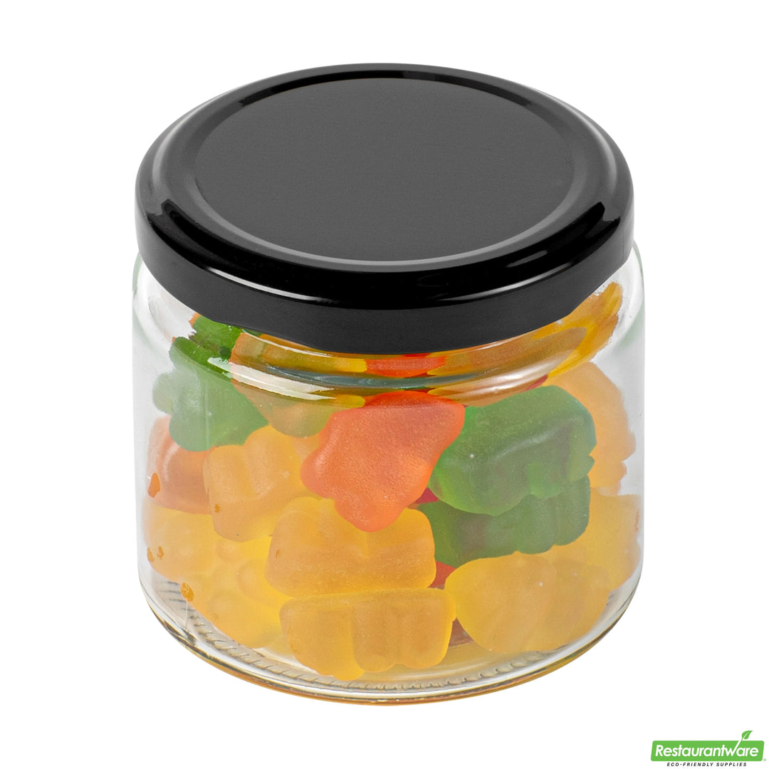 Restaurantware Vetri 6 Ounce Storage Jars, Glass, includes Black Metal Lid - Restaurant Equipment and Smallwares - Canadian Distribution - Ships Free Within Canada on Orders Above CAD $199