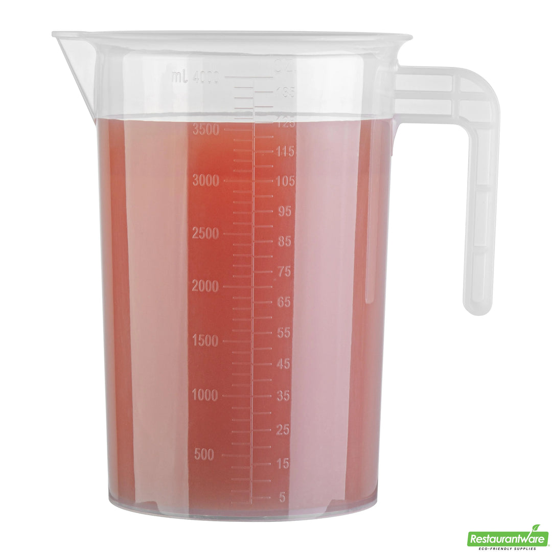 Restaurantware RW Base 4 Quart Measuring Cups, Plastic, Clear, 7.50 x 5.75 x 10 Inch - Restaurant Equipment and Smallwares - Canadian Distribution - Ships Free Within Canada on Orders Above CAD $199
