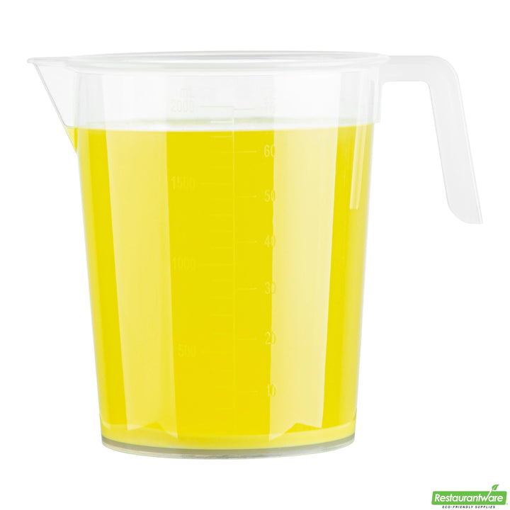 Restaurantware RW Base 2 Quart Measuring Cups, Plastic, Clear, 6.75 x 4.75 x 7 Inch - Restaurant Equipment and Smallwares - Canadian Distribution - Ships Free Within Canada on Orders Above CAD $199