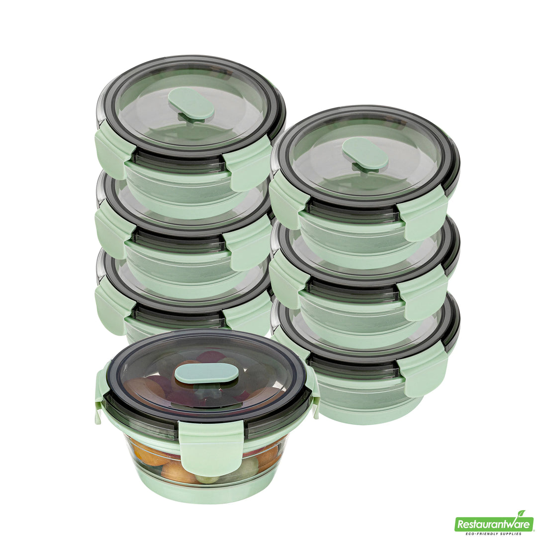 Restaurantware Fresh Hero 14 Ounce Airtight Collapsible Food Storage Containers, Green, Silicone, 5.50 x 5.50 x 2.75 Inch, includes Vented Lid - Restaurant Equipment and Smallwares - Canadian Distribution