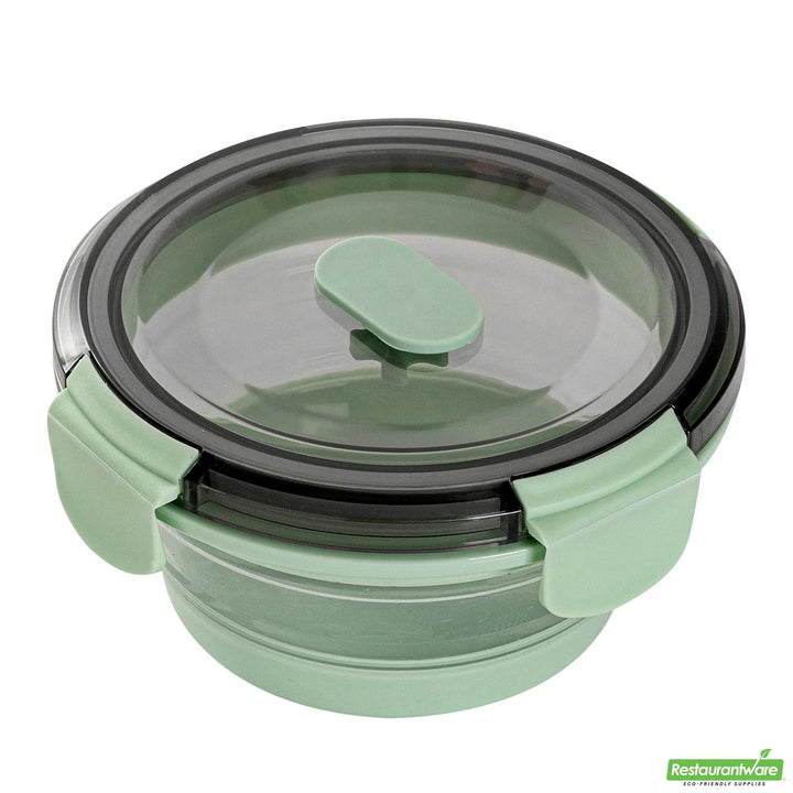Restaurantware Fresh Hero 14 Ounce Airtight Collapsible Food Storage Containers, Green, Silicone, 5.50 x 5.50 x 2.75 Inch, includes Vented Lid - Restaurant Equipment and Smallwares - Canadian Distribution