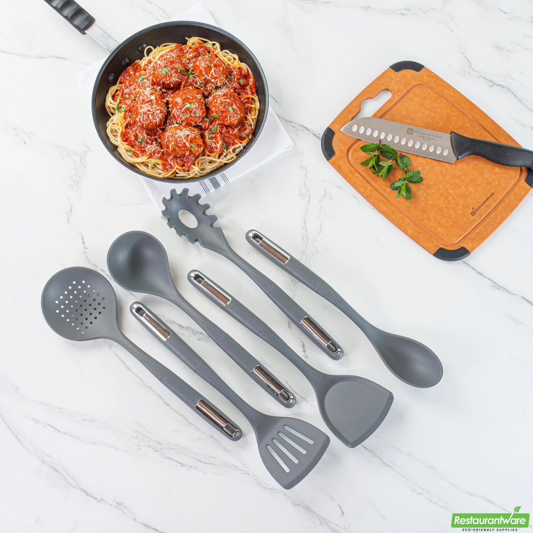 Restaurantware Met Lux 6-Piece Silicone Cooking Utensil Sets, Dark Gray - Restaurant Equipment and Smallwares - Canadian Distribution - Ships Free Within Canada on Orders Above CAD $199
