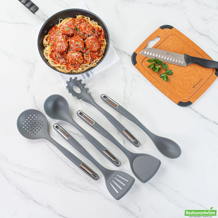Restaurantware Met Lux 6-Piece Silicone Cooking Utensil Sets, Dark Gray - Restaurant Equipment and Smallwares - Canadian Distribution - Ships Free Within Canada on Orders Above CAD $199
