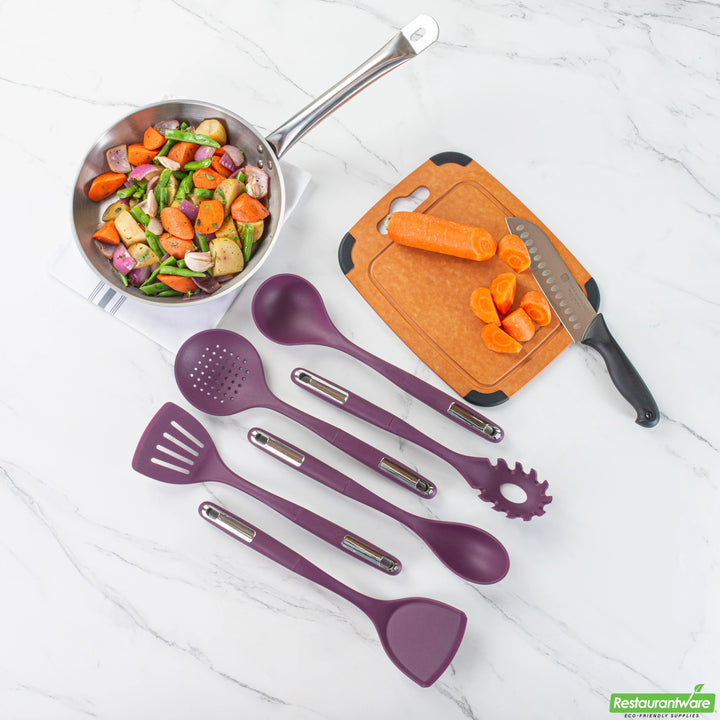 Restaurantware Met Lux 6-Piece Silicone Cooking Utensil Sets, Purple - Restaurant Equipment and Smallwares - Canadian Distribution - Ships Free Within Canada on Orders Above CAD $199