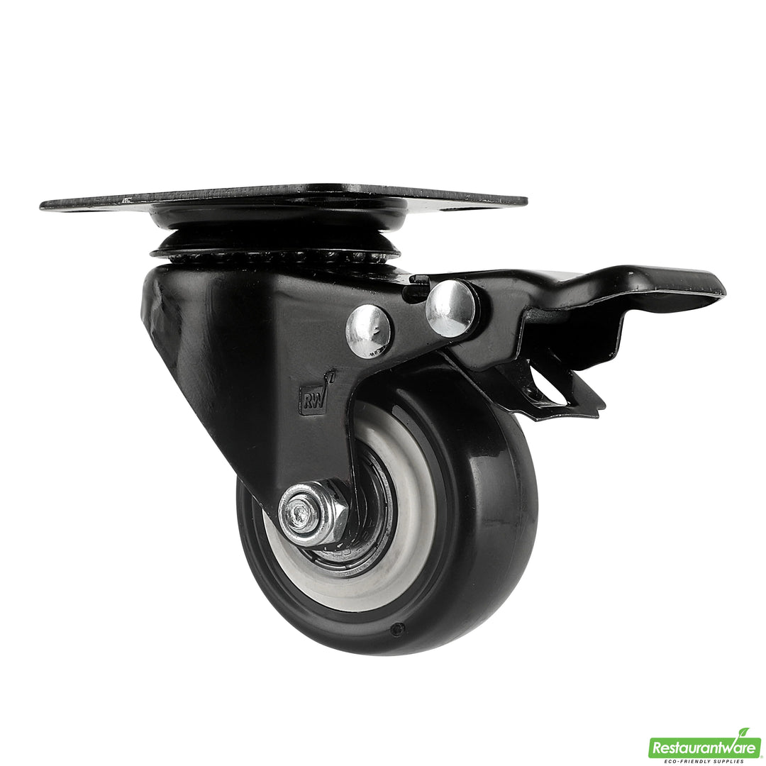 Restaurantware RW Hardware 2 Inch Swivel Plate Casters, Black, includes Breaks & Mounting Hardware - Restaurant Equipment and Smallwares - Canadian Distribution