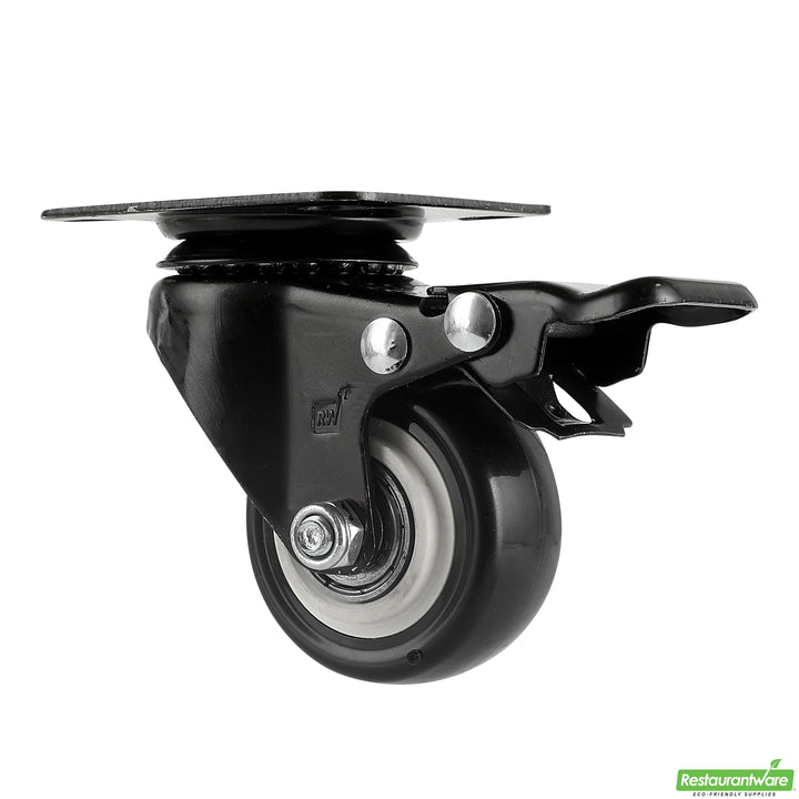 Restaurantware RW Hardware 2 Inch Swivel Plate Casters, Black, includes Breaks & Mounting Hardware - Restaurant Equipment and Smallwares - Canadian Distribution