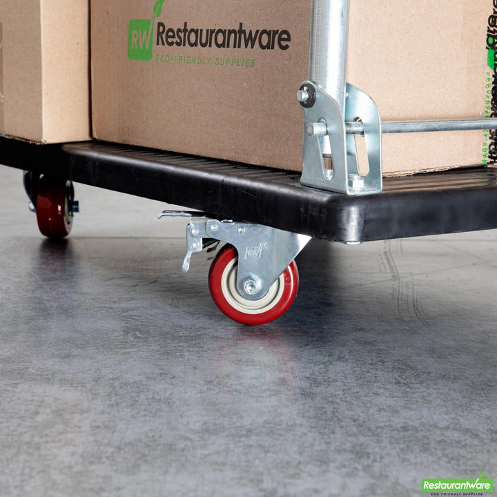 Restaurantware RW Hardware 3 Inch Swivel Plate Casters, Red, includes Breaks & Mounting Hardware - Restaurant Equipment and Smallwares - Canadian Distribution - Ships Free Within Canada on Orders Above CAD $199